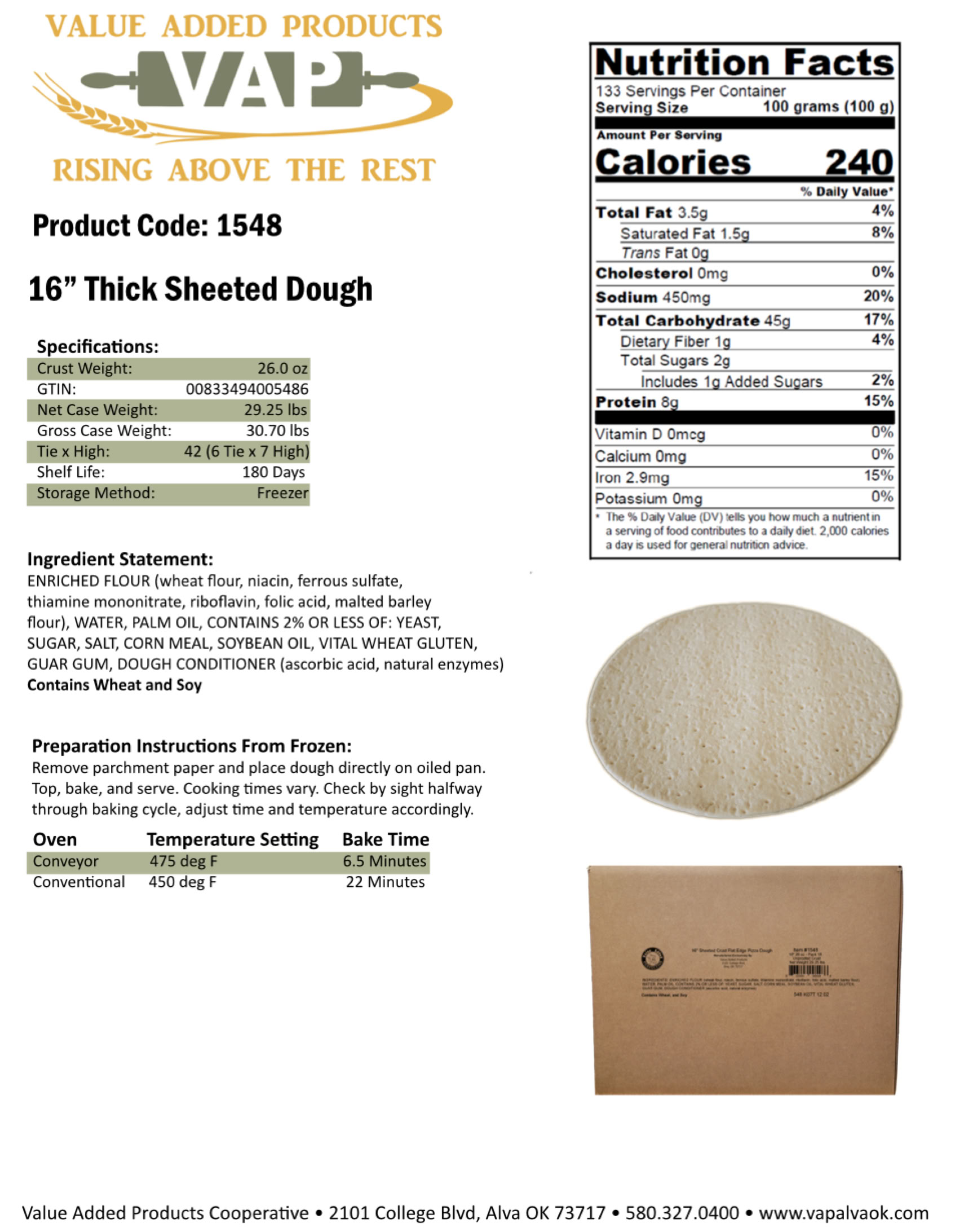 Red Earth Dough Co. crusts are engineered as fully formed, laminated, pre-proofed frozen dough systems that move directly from freezer to toppings to oven with minimal handling. The controlled dough-development process allows the final bake cycle to complete fermentation while proteins, cheeses, and toppings properly cook together during the baking process. 
